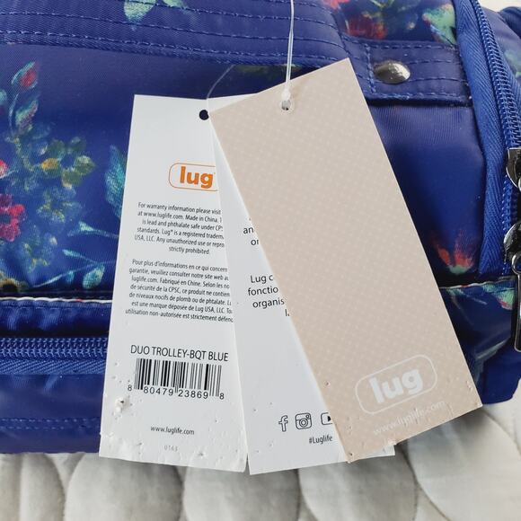 lug Trolley Cosmetic Travel Bag Women's Blue Floral Several Make-Up Compartments - Picture 5 of 11